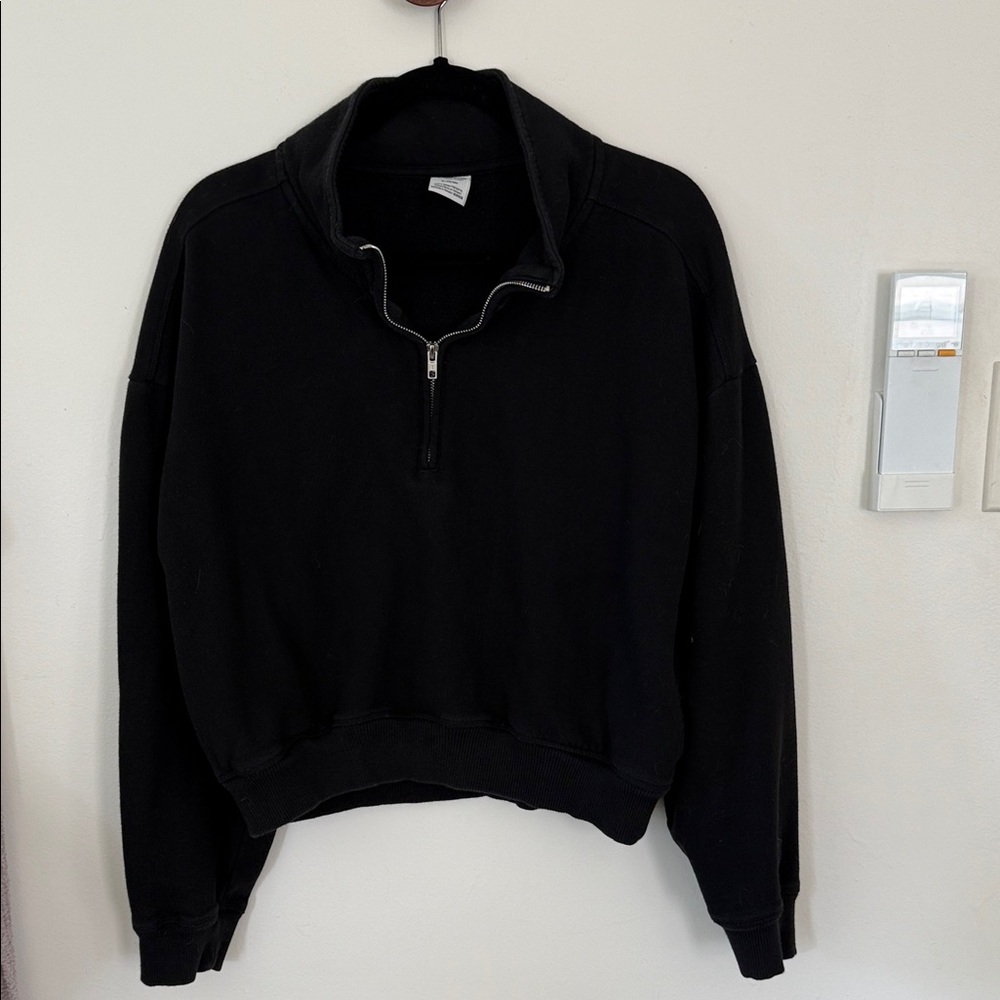 Victorias Secret Pink Black Half-Zip Sweatshirt